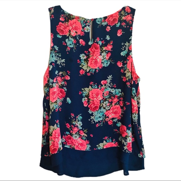 TORRID Sleeveless Blue & Pink Floral … - Picture 2 of 10